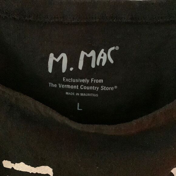 Vermont Country Store Women’s Black Cotton M. Mac Fish Tunic Top - size Large - Picture 2 of 6